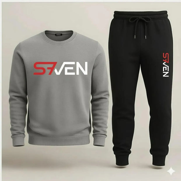 Seven-7 Men’s Printed Fleece Sweatshirt Tracksuit