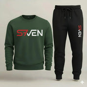 Seven-7 Printed Fleece Sweatshirt Tracksuit for Men