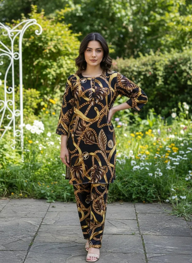 Winter 2-Pcs Stitched Women’s Dress – Micro Polo Cotton & Marina Wool