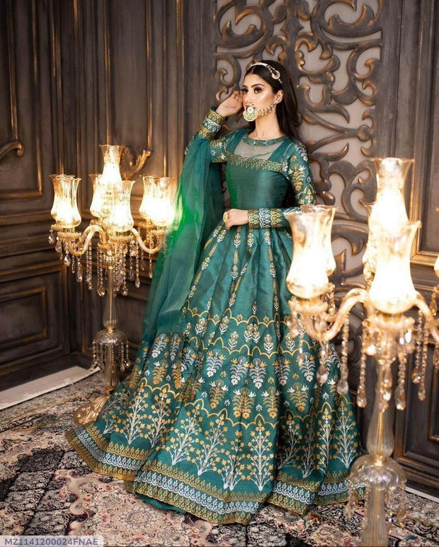 3 Pcs Women's Stitched Katan Silk Digital Printed Maxi Suit