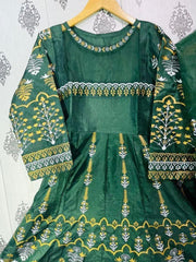 3 Pcs Women's Stitched Katan Silk Digital Printed Maxi Suit