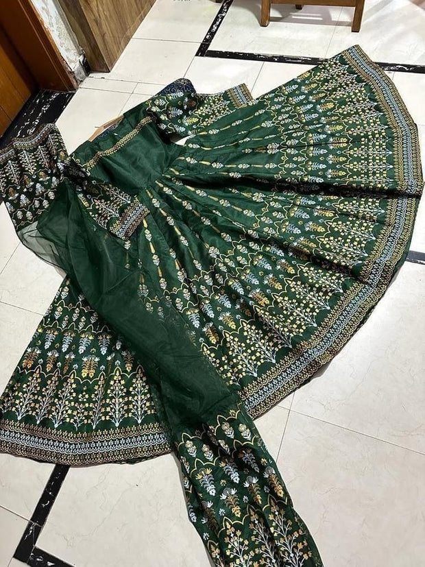 3 Pcs Women's Stitched Katan Silk Digital Printed Maxi Suit