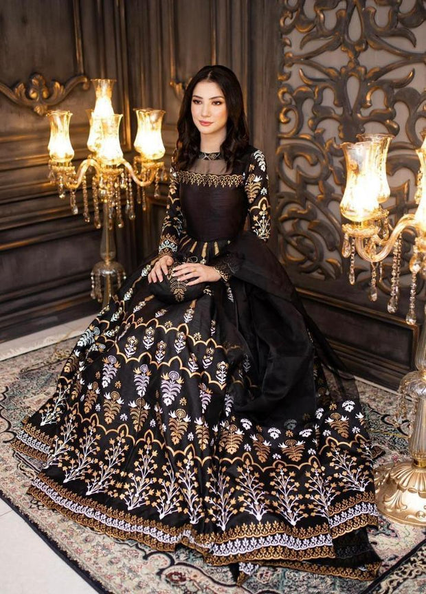 3 Pcs Women’s Stitched Digital Printed Katan Silk Maxi Suit