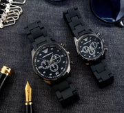 Couple’s Black Chronograph Watch Pair