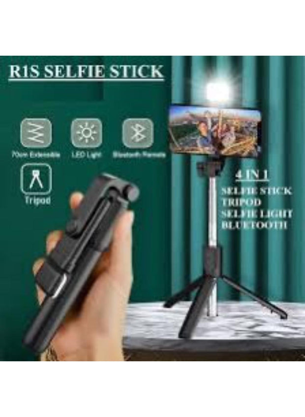 Black Portable Selfie Stick – Adjustable & Lightweight