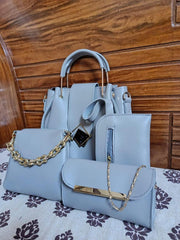 4 Pcs Women's Plain PU Leather Handbag Set