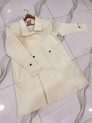 Women's Plain Stitched Fleece Trench Coat – 1 Piece (Beige)