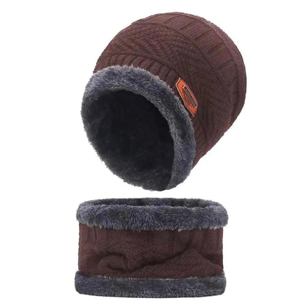 Unisex 2-Piece Wool Textured Beanie & Neck Warmer Set