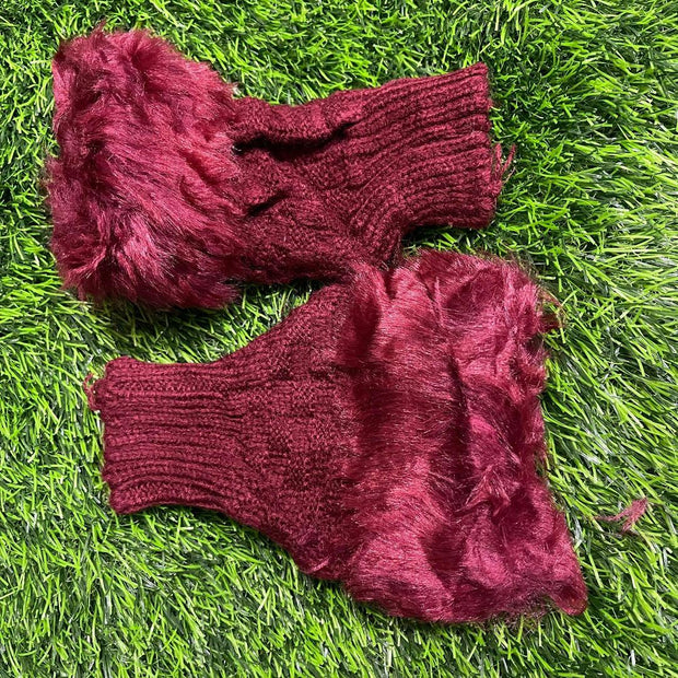 Women’s Fur-Lined Fingerless Gloves – 1 Pair Winter Essential