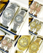 Elegant Couple’s Watch Set – 2 Quartz Timepieces, Unisex & Water-Resistant