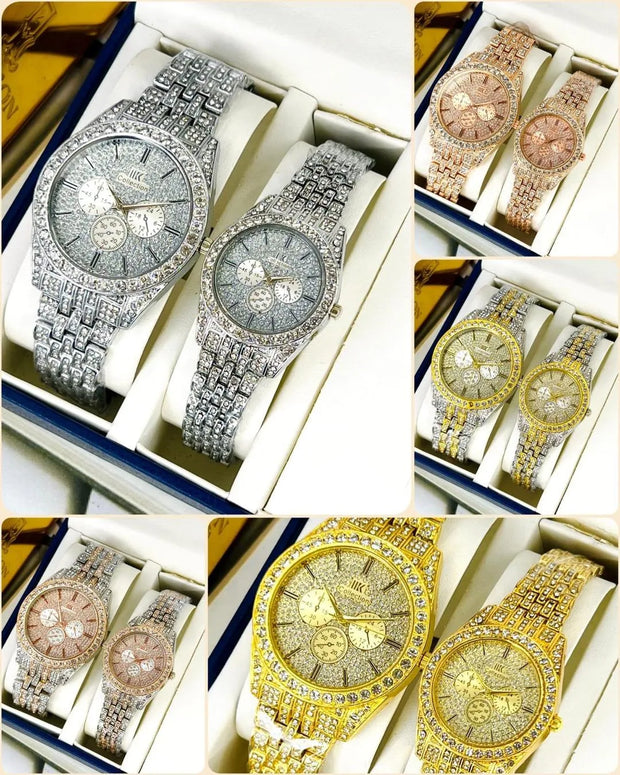 Elegant Couple’s Watch Set – 2 Quartz Timepieces, Unisex & Water-Resistant