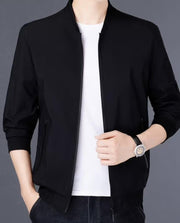 Men’s Black Collared Fleece Jacket – Plain Design | 1 Piece