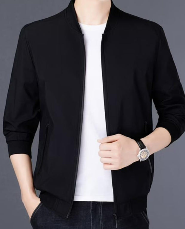 Men’s Black Collared Fleece Jacket – Plain Design | 1 Piece