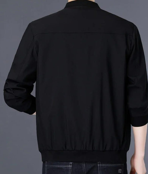 Men’s Black Collared Fleece Jacket – Plain Design | 1 Piece