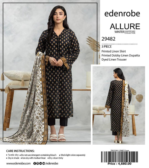 3-Piece Women’s Unstitched Linen Printed Suit