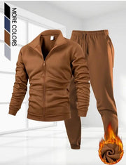 2-Piece Men’s Fleece Plain Zipper Tracksuit