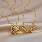 Magnetic Heart Clover Pendant Necklace 💫