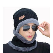 Stylish Classic Black Wool Beanie & Neck Warmer Set – 2 Pieces