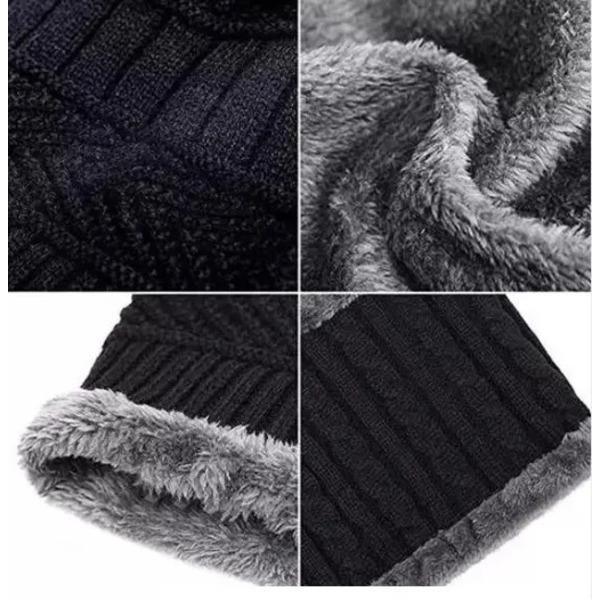 Stylish Classic Black Wool Beanie & Neck Warmer Set – 2 Pieces