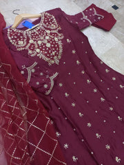 3 Pcs Women’s Stitched Embroidered Shamoz Silk Maxi