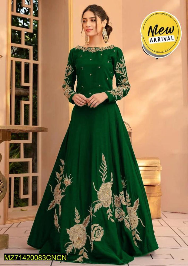 Women’s Stitched Embroidered Shamoz Silk Maxi